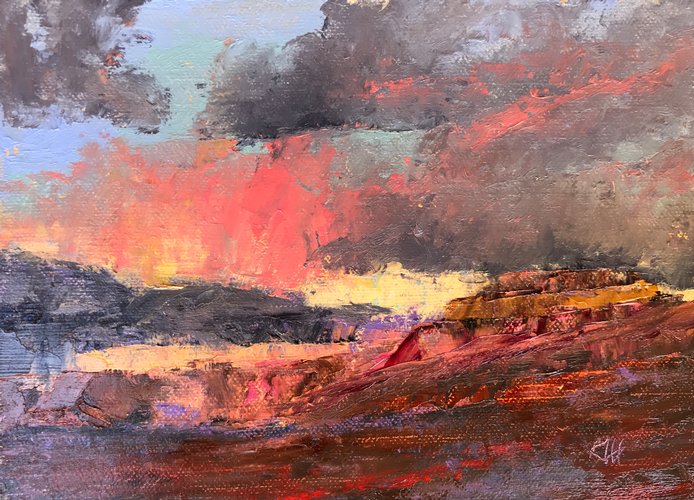 Ghost Ranch Mesa Sunset Small #2 (sold 2018) Large Image